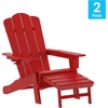 image:imageFlash Furniture Newport Poly Resin Adirondack Chair with Cup Holder and Pull Out Ottoman AllWeather Poly Resin IndoorOutdoor Lounge Chair GrayRed