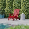 image:imageFlash Furniture Newport Poly Resin Adirondack Chair with Cup Holder and Pull Out Ottoman AllWeather Poly Resin IndoorOutdoor Lounge Chair GrayRed