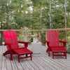 image:imageFlash Furniture Newport Poly Resin Adirondack Chair with Cup Holder and Pull Out Ottoman AllWeather Poly Resin IndoorOutdoor Lounge Chair GrayRed