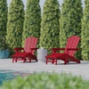 image:imageFlash Furniture Newport Poly Resin Adirondack Chair with Cup Holder and Pull Out Ottoman AllWeather Poly Resin IndoorOutdoor Lounge Chair GrayRed