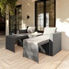 image:imageFlash Furniture Nico IndoorOutdoor Modular Loveseat Sofa Set Tempered Glass Top Table Comfortable Ottomans Versatile Sofa SetUps GrayNaturalBeige FabricGray Frame