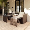 image:imageFlash Furniture Nico IndoorOutdoor Modular Loveseat Sofa Set Tempered Glass Top Table Comfortable Ottomans Versatile Sofa SetUps GrayNaturalGray FabricNatural Frame