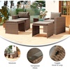 image:imageFlash Furniture Nico IndoorOutdoor Modular Loveseat Sofa Set Tempered Glass Top Table Comfortable Ottomans Versatile Sofa SetUps GrayNaturalGray FabricNatural Frame