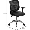 image:imageFlash Furniture Norris MidBack Black Mesh Tapered Back Swivel Task Office Chair with LeatherSoft Seat Chrome Base and TArmsBlack LeathersoftMesh