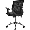 image:imageFlash Furniture Norris MidBack Black Mesh Tapered Back Swivel Task Office Chair with LeatherSoft Seat Chrome Base and TArmsBlack LeathersoftMesh