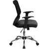 image:imageFlash Furniture Norris MidBack Black Mesh Tapered Back Swivel Task Office Chair with LeatherSoft Seat Chrome Base and TArmsBlack LeathersoftMesh