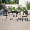 image:imageFlash Furniture Oia 28 Commercial Grade Steel Patio Table Modern Square Rain Flower Design Outdoor Dining Table BlackBlack