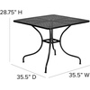 image:imageFlash Furniture Oia 28 Commercial Grade Steel Patio Table Modern Square Rain Flower Design Outdoor Dining Table BlackBlack