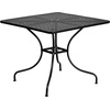 image:imageFlash Furniture Oia 28 Commercial Grade Steel Patio Table Modern Square Rain Flower Design Outdoor Dining Table BlackBlack