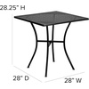 image:imageFlash Furniture Oia 28 Commercial Grade Steel Patio Table Modern Square Rain Flower Design Outdoor Dining Table BlackBlack