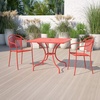image:imageFlash Furniture Oia 28 Commercial Grade Steel Patio Table Modern Square Rain Flower Design Outdoor Dining Table BlackCoral