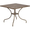 image:imageFlash Furniture Oia 28 Commercial Grade Steel Patio Table Modern Square Rain Flower Design Outdoor Dining Table BlackGold