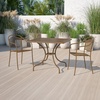 image:imageFlash Furniture Oia 28 Commercial Grade Steel Patio Table Modern Square Rain Flower Design Outdoor Dining Table BlackGold