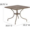image:imageFlash Furniture Oia 28 Commercial Grade Steel Patio Table Modern Square Rain Flower Design Outdoor Dining Table BlackGold