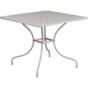image:imageFlash Furniture Oia 28 Commercial Grade Steel Patio Table Modern Square Rain Flower Design Outdoor Dining Table BlackLight Gray