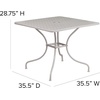image:imageFlash Furniture Oia 28 Commercial Grade Steel Patio Table Modern Square Rain Flower Design Outdoor Dining Table BlackLight Gray