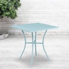 image:imageFlash Furniture Oia 28 Commercial Grade Steel Patio Table Modern Square Rain Flower Design Outdoor Dining Table BlackSky Blue
