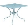 image:imageFlash Furniture Oia 28 Commercial Grade Steel Patio Table Modern Square Rain Flower Design Outdoor Dining Table BlackSky Blue