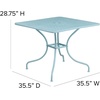 image:imageFlash Furniture Oia 28 Commercial Grade Steel Patio Table Modern Square Rain Flower Design Outdoor Dining Table BlackSky Blue