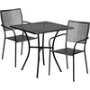 image:imageFlash Furniture Oia Commercial Grade 28 Square Black IndoorOutdoor Steel Patio Table Set with 2 Square Back ChairsBlack