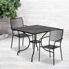 image:imageFlash Furniture Oia Commercial Grade 28 Square Black IndoorOutdoor Steel Patio Table Set with 2 Square Back ChairsBlack