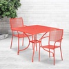 image:imageFlash Furniture Oia Commercial Grade 28 Square Black IndoorOutdoor Steel Patio Table Set with 2 Square Back ChairsCoral