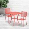 image:imageFlash Furniture Oia Commercial Grade 28 Square Black IndoorOutdoor Steel Patio Table Set with 2 Square Back ChairsCoral