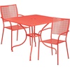 image:imageFlash Furniture Oia Commercial Grade 28 Square Black IndoorOutdoor Steel Patio Table Set with 2 Square Back ChairsCoral
