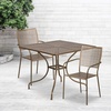 image:imageFlash Furniture Oia Commercial Grade 28 Square Black IndoorOutdoor Steel Patio Table Set with 2 Square Back ChairsGold