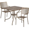 image:imageFlash Furniture Oia Commercial Grade 28 Square Black IndoorOutdoor Steel Patio Table Set with 2 Square Back ChairsGold