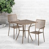 image:imageFlash Furniture Oia Commercial Grade 28 Square Black IndoorOutdoor Steel Patio Table Set with 2 Square Back ChairsGold