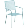 image:imageFlash Furniture Oia Commercial Grade 28 Square Black IndoorOutdoor Steel Patio Table Set with 2 Square Back ChairsSky Blue