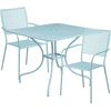 image:imageFlash Furniture Oia Commercial Grade 28 Square Black IndoorOutdoor Steel Patio Table Set with 2 Square Back ChairsSky Blue