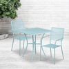image:imageFlash Furniture Oia Commercial Grade 28 Square Black IndoorOutdoor Steel Patio Table Set with 2 Square Back ChairsSky Blue