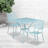 image:imageFlash Furniture Oia Commercial Grade 28 Square Black IndoorOutdoor Steel Patio Table Set with 2 Square Back ChairsSky Blue