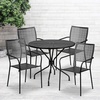 image:imageFlash Furniture Oia Commercial Grade 3525 Round Black IndoorOutdoor Steel Patio Table Set with 4 Square Back ChairsBlack