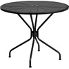 image:imageFlash Furniture Oia Commercial Grade 3525 Round Black IndoorOutdoor Steel Patio Table Set with 4 Square Back ChairsBlack