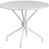 image:imageFlash Furniture Oia Commercial Grade 3525 Round Black IndoorOutdoor Steel Patio Table Set with 4 Square Back ChairsWhite