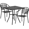 image:imageFlash Furniture Oia Commercial Grade 355 Square Black IndoorOutdoor Steel Patio Table Set with 2 Round Back ChairsBlack