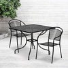 image:imageFlash Furniture Oia Commercial Grade 355 Square Black IndoorOutdoor Steel Patio Table Set with 2 Round Back ChairsBlack