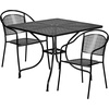 image:imageFlash Furniture Oia Commercial Grade 355 Square Black IndoorOutdoor Steel Patio Table Set with 2 Round Back ChairsBlack