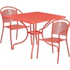 image:imageFlash Furniture Oia Commercial Grade 355 Square Black IndoorOutdoor Steel Patio Table Set with 2 Round Back ChairsCoral