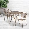 image:imageFlash Furniture Oia Commercial Grade 355 Square Black IndoorOutdoor Steel Patio Table Set with 2 Round Back ChairsGold