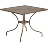 image:imageFlash Furniture Oia Commercial Grade 355 Square Black IndoorOutdoor Steel Patio Table Set with 2 Round Back ChairsGold