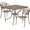 image:imageFlash Furniture Oia Commercial Grade 355 Square Black IndoorOutdoor Steel Patio Table Set with 2 Round Back ChairsGold