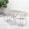 image:imageFlash Furniture Oia Commercial Grade 355 Square Black IndoorOutdoor Steel Patio Table Set with 2 Round Back ChairsLight Gray