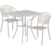 image:imageFlash Furniture Oia Commercial Grade 355 Square Black IndoorOutdoor Steel Patio Table Set with 2 Round Back ChairsLight Gray