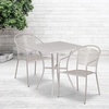 image:imageFlash Furniture Oia Commercial Grade 355 Square Black IndoorOutdoor Steel Patio Table Set with 2 Round Back ChairsLight Gray