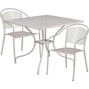 image:imageFlash Furniture Oia Commercial Grade 355 Square Black IndoorOutdoor Steel Patio Table Set with 2 Round Back ChairsSky Blue