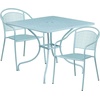 image:imageFlash Furniture Oia Commercial Grade 355 Square Black IndoorOutdoor Steel Patio Table Set with 2 Round Back ChairsSky Blue